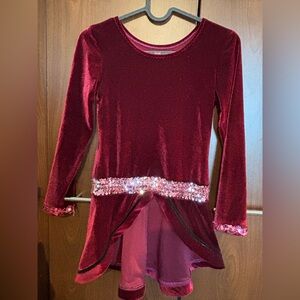 Elegant Velvet Sequin Kids Costume Dance Hi-low Dress